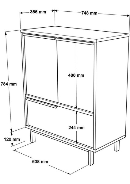 Bohem Ayakkabılık Çok Amaçlı Dolap 3 Kapaklı Metal Ayaklı Sepet BOH8C-S