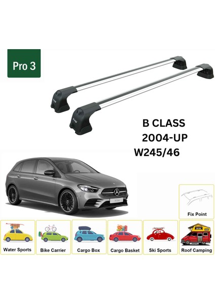 Mercedes Benz B W245/46 2004-2018 Portbagaj Taşıyıcı Ara Atkı Aparatı Paw Pro 3 Gri fiyatları