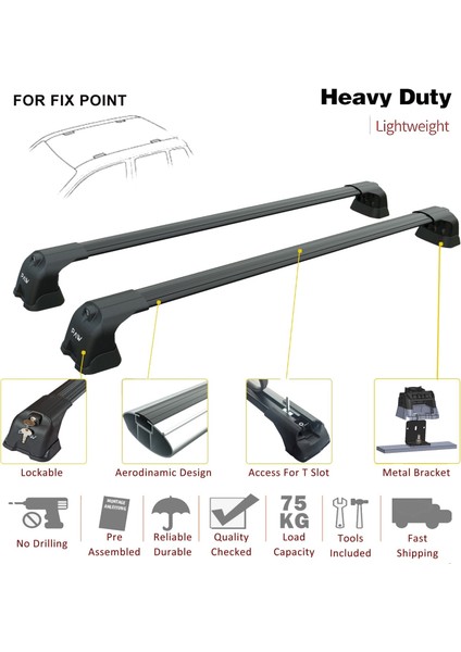 Nissan NV200 2009-2021 2qty Portbagaj Taşıyıcı Ara Atkı Aparatı Paw Pro 3 Siyah modelleri