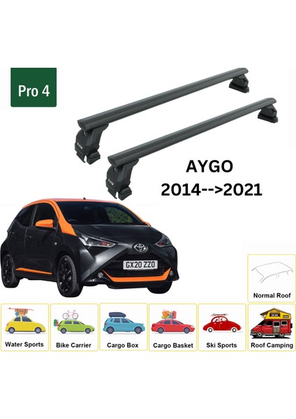 Toyota Aygo 2014-2021 Oluksuz Üst Tavan Portbagaj Taşıyıcı Ara Atkısı Toros Serisi Pro 4 Siyah fiyatları