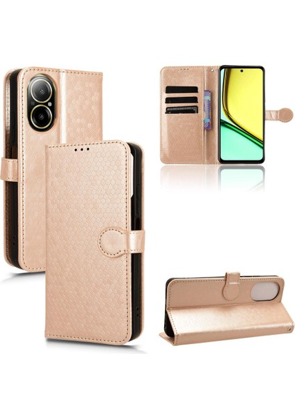 Realme C67 4g Deri Cüzdan Kapak Manyetik Toka Geometrik Için Kılıf (Yurt Dışından)