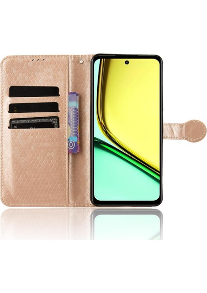 Realme C67 4g Deri Cüzdan Kapak Manyetik Toka Geometrik Için Kılıf (Yurt Dışından) modelleri