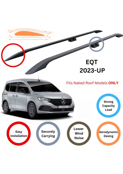 Mercedes Eqt 2023-2025 Roof Side Rails Ultimate Style Alu Siyah fiyatları