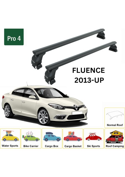 Renault Fluence 2013-2016 Oluksuz Üst Tavan Portbagaj Taşıyıcı Ara Atkısı Toros Serisi Pro 4 Siyah fiyatları