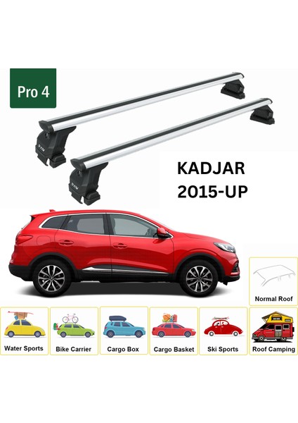 Renault Kadjar 2015-2025 Oluksuz Üst Tavan Portbagaj Taşıyıcı Ara Atkısı Toros Serisi Pro 4 Gri fiyatları