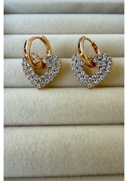 Zirkon Taşlı Kalp Figürlü Küpe Paslanmaz Çelik Küpe modelleri