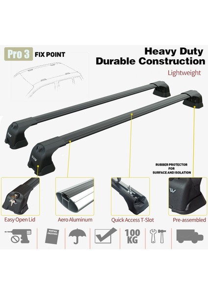 Opel&vauxhall Vivaro (Mk3) Van Lwb 2015-2025 2 Pcs Roof Rack + 2 Pcs Cross Bars Aluminum Siyah fiyatları