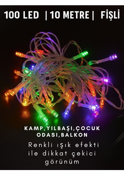 Renkli LED Işık, Yılbaşı Ağacı Işıkları 10 Metre 100 LED Parti Süs Dekor LED Işık
