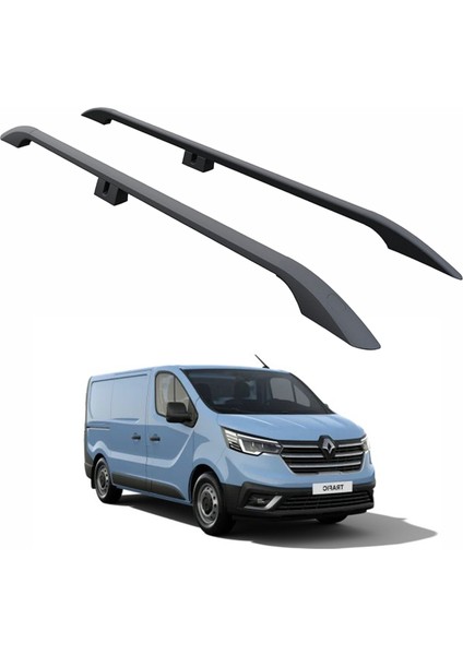 Renault Trafic X82 Uzun Şase (2014-2025) Araç Üstü Alüminyum Tavan Yan Rayları Plus Serisi - Siyah