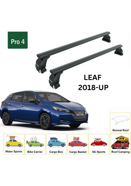 Nissan Leaf 2018-2025 Oluksuz Üst Tavan Portbagaj Taşıyıcı Ara Atkısı Toros Serisi Pro 4 Siyah fiyatları