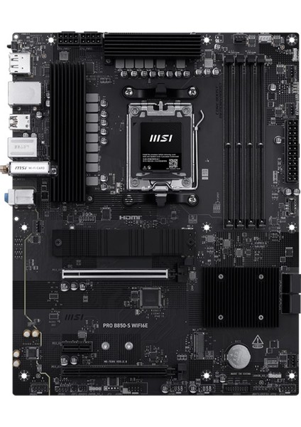 Msı MB Pro B850-S WIFI6E Am5 Ddr5 8200MHZ(OC) HDMI Dp 2x M.2 USB 10GBS 2,5g Lan Wı-Fı 6e Atx
