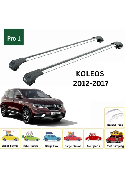 Renault Koleos 2012-2017 Oluksuz Üst Tavan Portbagaj Taşıyıcı Ara Atkısı Toros Serisi Pro 4 Gri fiyatları