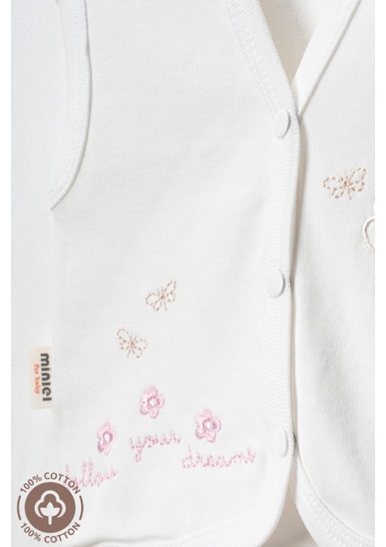 Kız Bebek Ayıcık Nakışlı Organik Pamuklu 0-9 Ay Penye Bebek Yelek fiyatları