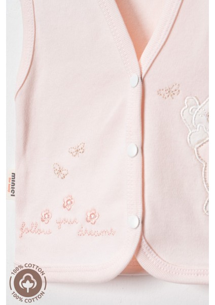 Kız Bebek Ayıcık Nakışlı Organik Pamuklu 0-9 Ay Penye Bebek Yelek fiyatları