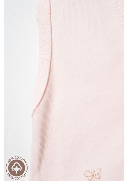 Kız Bebek Ayıcık Nakışlı Organik Pamuklu 0-9 Ay Penye Bebek Yelek modelleri