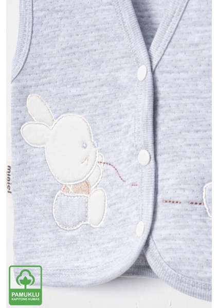 Unisex Bebek Çuf Çuf Tavşan Nakışlı Organik Pamuklu 0-9 Ay Kapitone Bebek Yelek fiyatları