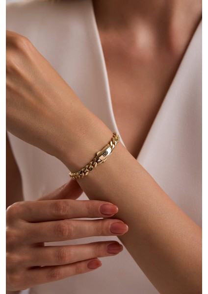 14 Ayar 5 mm Gurmet Zincir Bileklik (Taşsız Kilit)