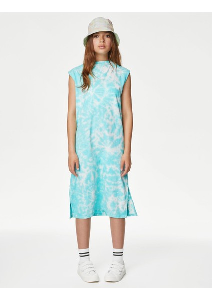 Saf Pamuklu Midi Elbise (6-16 Yaş)