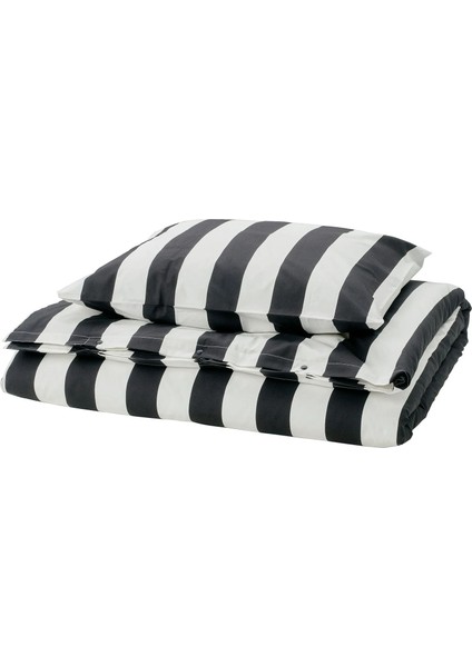 Slanhöstmal Nevresim Seti Siyah Beyaz 150 x 200 - 50 x 60 cm Tek Kişilik Pamuklu Kumaş