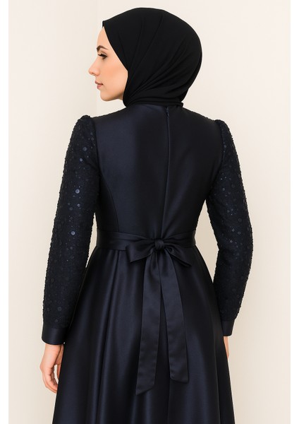Kadın Giyim Abiye Moda Pul Detaylı Saten Abiye 2537 modelleri