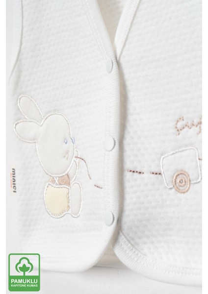 Unisex Bebek Çuf Çuf Tavşan Nakışlı Organik Pamuklu 0-9 Ay Kapitone Bebek Yelek fiyatları