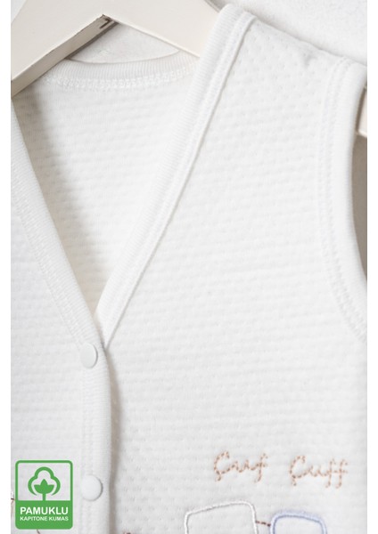 Unisex Bebek Çuf Çuf Tavşan Nakışlı Organik Pamuklu 0-9 Ay Kapitone Bebek Yelek modelleri