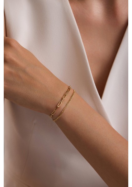 14 Ayar Ataç ve Gurmet Ikili Bileklik