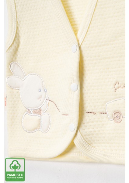 Unisex Bebek Çuf Çuf Tavşan Nakışlı Organik Pamuklu 0-9 Ay Kapitone Bebek Yelek fiyatları