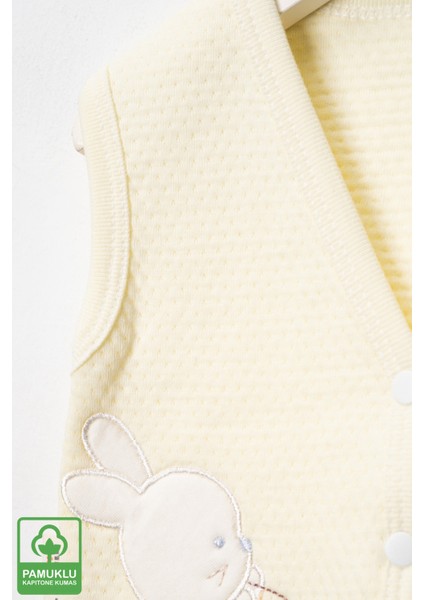 Unisex Bebek Çuf Çuf Tavşan Nakışlı Organik Pamuklu 0-9 Ay Kapitone Bebek Yelek modelleri