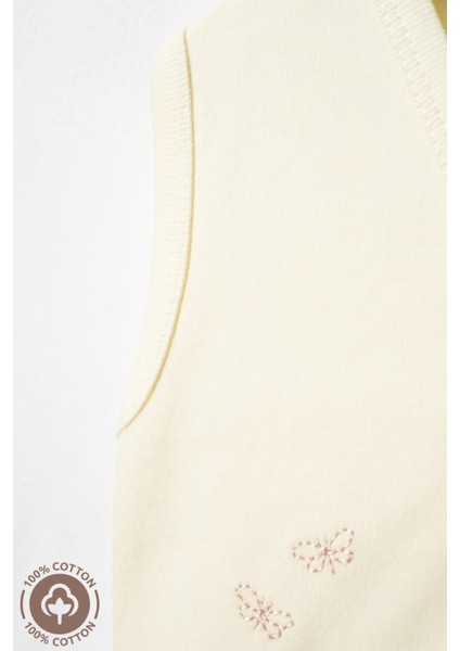 Kız Bebek Ayıcık Nakışlı Organik Pamuklu 0-9 Ay Penye Bebek Yelek modelleri