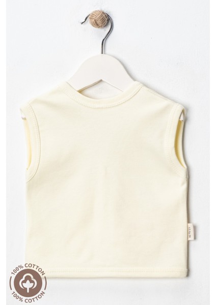 Kız Bebek Ayıcık Nakışlı Organik Pamuklu 0-9 Ay Penye Bebek Yelek fırsatları