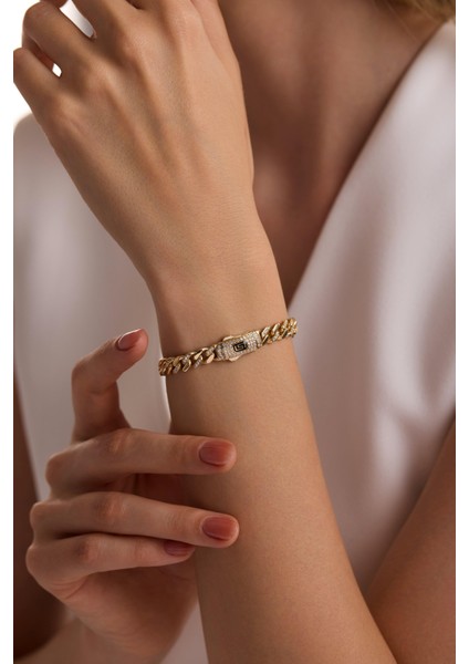 14 Ayar 6 mm Taşlı Gurmet Zincir Bileklik (Taşlı Kilit) fiyatları