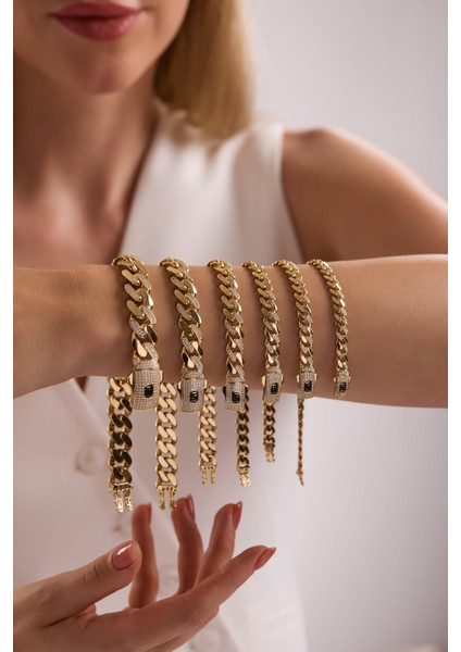 14 Ayar 6 mm Taşlı Gurmet Zincir Bileklik (Taşlı Kilit) fırsatları