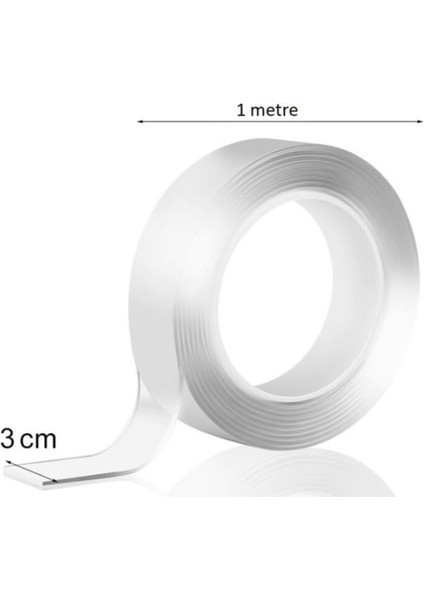 1 Metre Çift Taraflı Şeffaf Doku Bandı-Çift Taraflı Bant Nano Teknolojili Süper Güçlü Bant fırsatları