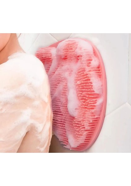 Vantuzlu Silikon Banyo Duş Fırçası-Sırt Kesesi Vücut Yıkama Lifi-Ayak Masaj Pedi 26 cm Yuvarlak indirimleri
