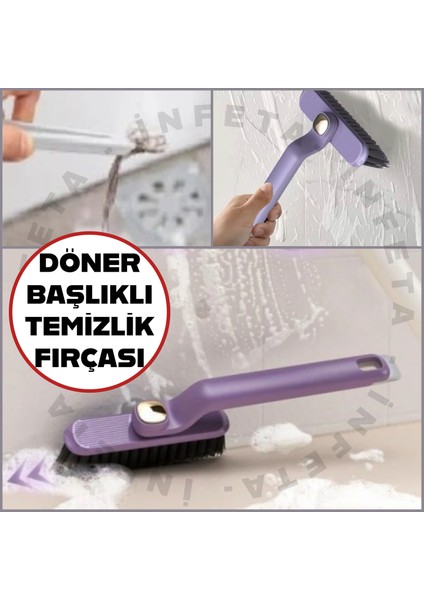 360 Derece Döner Başlıklı Köşe Detay Temizlik Fırçası Cımbızlı