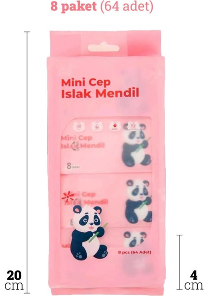Sevimli Mini Cep Islak Mendil 1 Adet 8 Mini Paketli 64 Yapraklı Mendil fiyatları