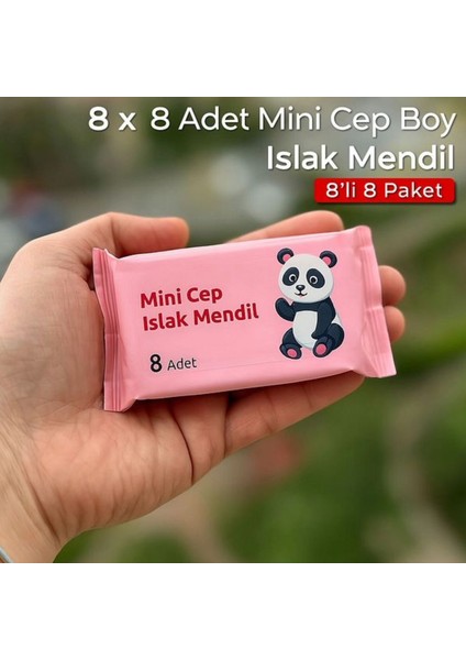Sevimli Mini Cep Islak Mendil 1 Adet 8 Mini Paketli 64 Yapraklı Mendil modelleri