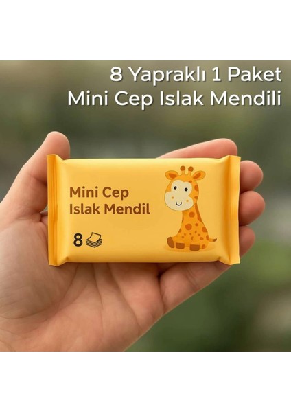 Sevimli Mini Cep Islak Mendil 1 Adet 8 Mini Paketli 64 Yapraklı Mendil indirimleri