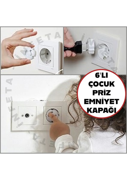 6 Adet Çocuk Priz Kapatıcı- Priz Çocuk Emniyet Kapağı