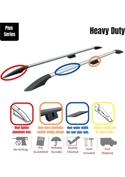 Toyota Rav 4 2013-2019 Araç Üstü Alüminyum Tavan Yan Rayları Plus Serisi - Gri modelleri