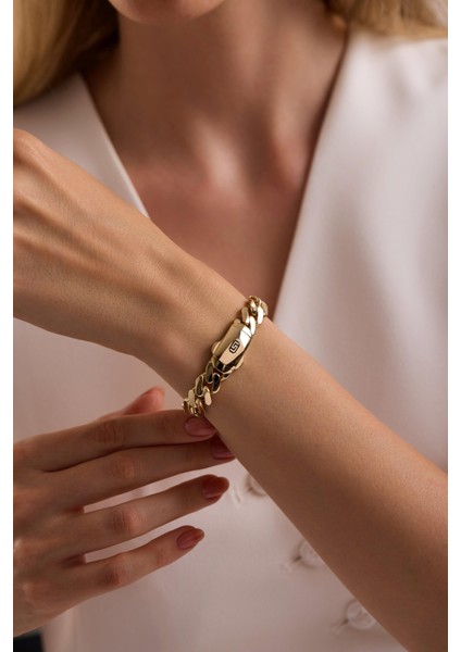 14 Ayar 10 mm Gurmet Zincir Bileklik (Taşsız Kilit)