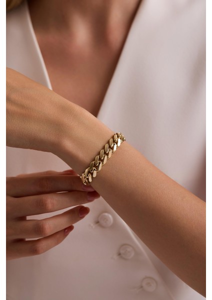 14 Ayar 10 mm Gurmet Zincir Bileklik (Taşsız Kilit) modelleri