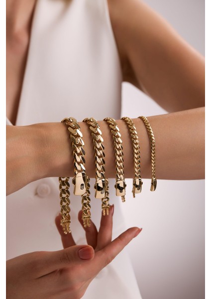 14 Ayar 10 mm Gurmet Zincir Bileklik (Taşsız Kilit) fırsatları