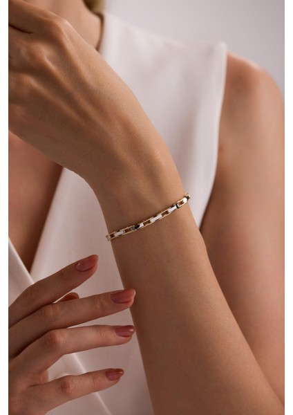 14 Ayar Beyaz Detaylı Zincir Bileklik fiyatları