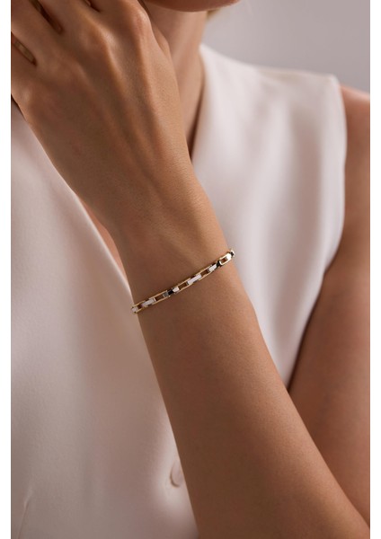 14 Ayar Beyaz Detaylı Zincir Bileklik modelleri