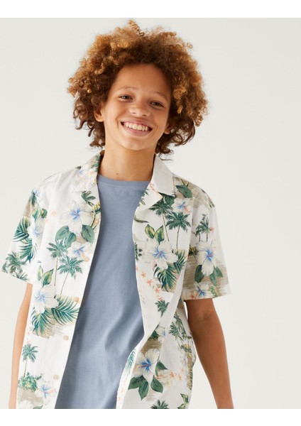 Saf Pamuklu Kısa Kollu Gömlek (6-16 Yaş) fiyatları