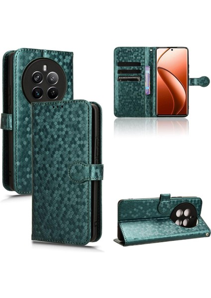 Realme 12 Artı 5g Için Geometrik Desen Deri Cüzdan Kapak Toka (Yurt Dışından)