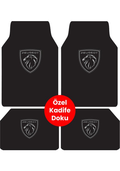 Yıkanabilir Kumaş ve Taban Kalın Pvc Peugeot Uyumlu Oto Paspas Seti 3,4kg Kalınlık 0,5cm