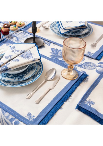 Elysian Blue, Premium Seri Duck Keten Amerikan Servis, 6'lı indirimleri